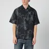 Our Legacy Mens Death Paisley Print Graphic-print Short-sleeve Cotton And Linen Shirt In Black