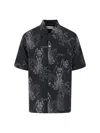 Our Legacy Mens Death Paisley Print Graphic-print Short-sleeve Cotton And Linen Shirt In Black