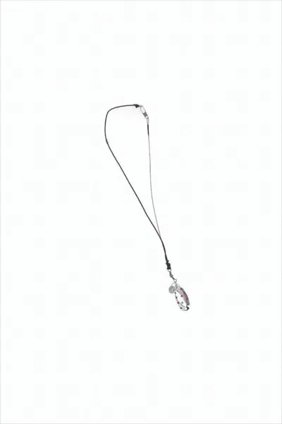 Our Legacy Delicate Black Cord Necklace In Silver