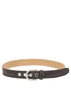 Our Legacy Denim Leather Belt Adjustable Length Eyelets In Brown