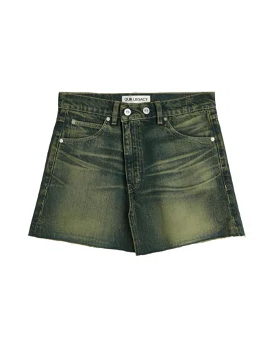 OUR LEGACY OUR LEGACY DENIM MINI SKIRT WITH VINTAGE WASH