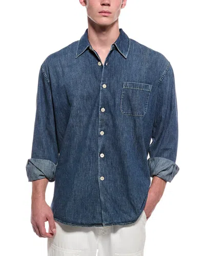 Our Legacy Classic Pocket Shirt With Elevated Collar In Blue
