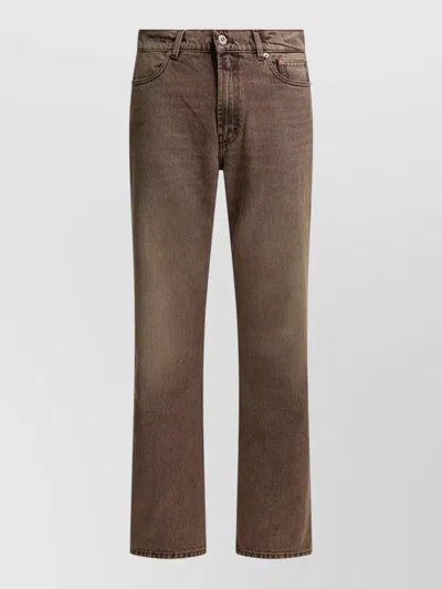 Our Legacy Denim Trousers Faded Effect Belt Loops Five Pockets In Brown