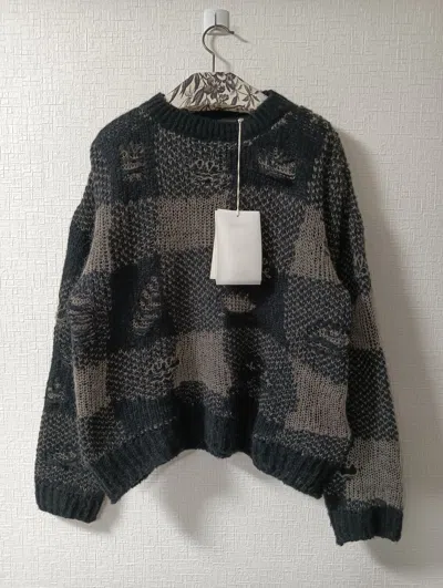 Pre-owned Our Legacy Destructive Gingham Sonar Roundneck Sweater In Black