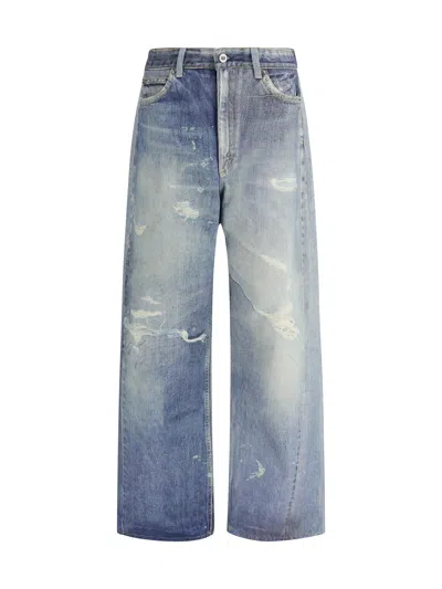 Our Legacy Full-cut Denim-print Straight-leg Jeans In Blue
