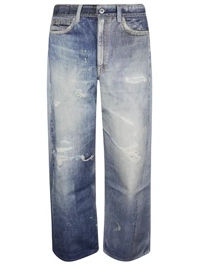Our Legacy Distressed Five-pocket Full-cut Jeans In Blue