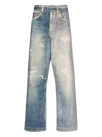 Our Legacy Mens Digital Denim Print Third Cut Faded-wash Denim Jeans In Blue