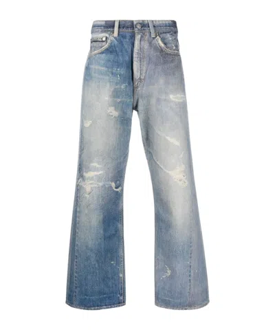 Our Legacy Mens Digital Denim Print Third Cut Faded-wash Denim Jeans In Blue
