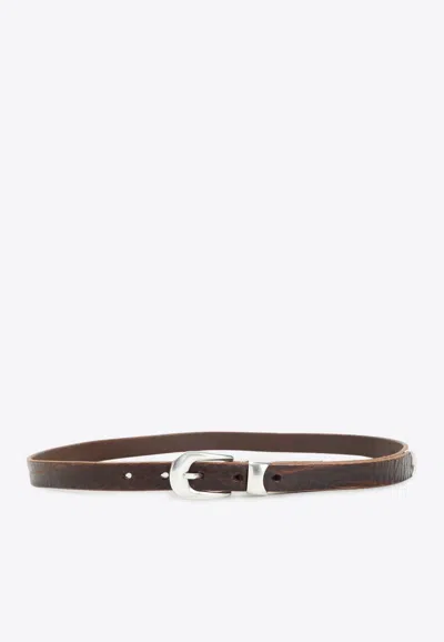 Our Legacy Distressed Leather Belt In Brown