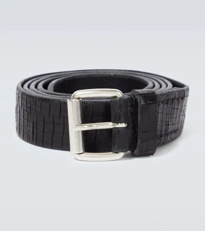Our Legacy Distressed Leather Belt In Black