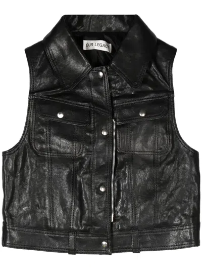 Our Legacy Doll Leather Vest In Schwarz