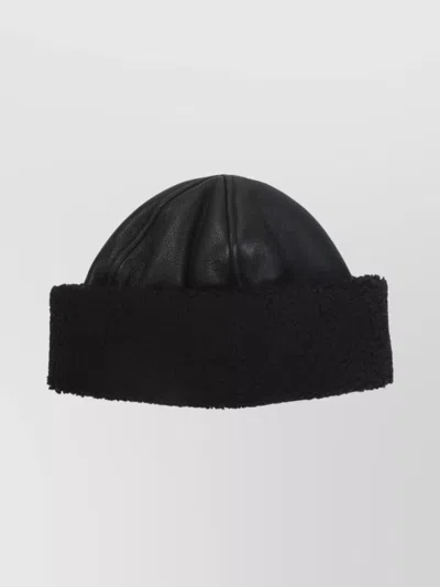 Our Legacy Dome Shaped Faux Leather Hat With Shearling In Black