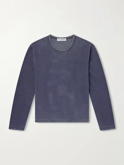 Our Legacy Double Lock Brushed Cotton-jersey Sweatshirt In Blue