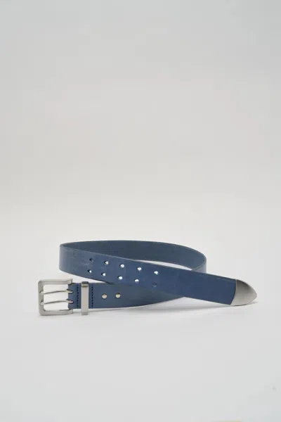 Pre-owned Our Legacy Double Tongue Belt Patina Blue Leather 4cm