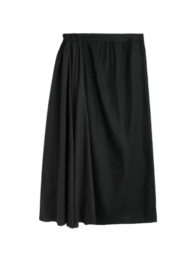 Our Legacy Long Skirt Draped Detail Side Pocket Maxi In Black
