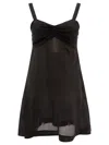 Our Legacy Strappy Dress With Ruched Bust And Sheer Overlay In Black