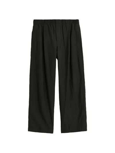 Our Legacy Straight Trousers Textured Fabric Wide Silhouette In Black