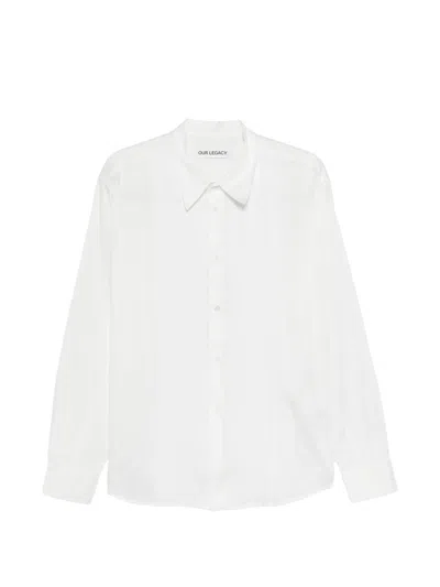 Our Legacy Elegant Mini Shirt With Pleated Accent In White