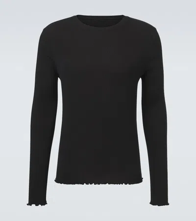 Our Legacy Elongated Ribbed-knit Cotton-blend Top In Black