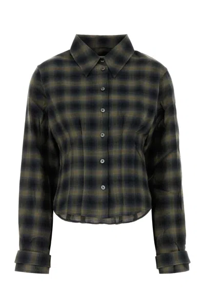 Our Legacy Embroidered Checked Cotton Blend Shirt For Women In Green