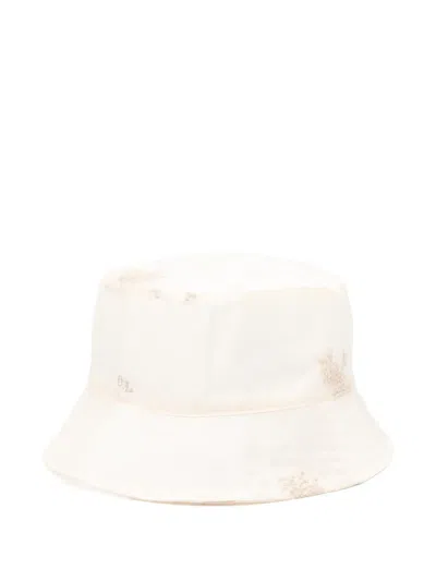 Our Legacy Embroidered-floral Bucket Hat In Yellow