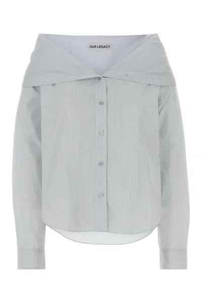 Our Legacy Embroidered Poplin Shirt In Blue