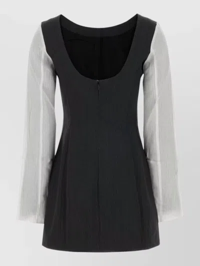 Our Legacy Embroidered Twill Mini Dress Scoop Neckline In Black