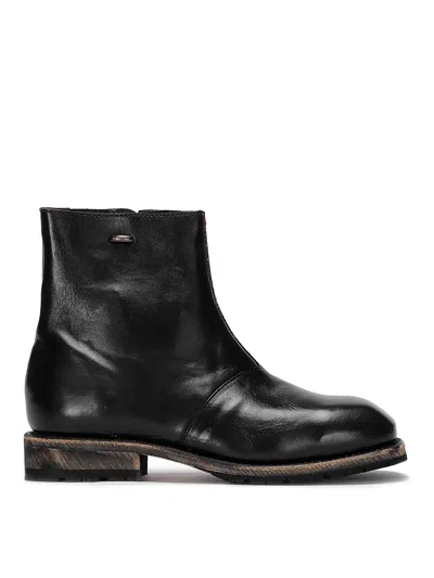Our Legacy Black Leather Ankle Boots With Vintage Sole
