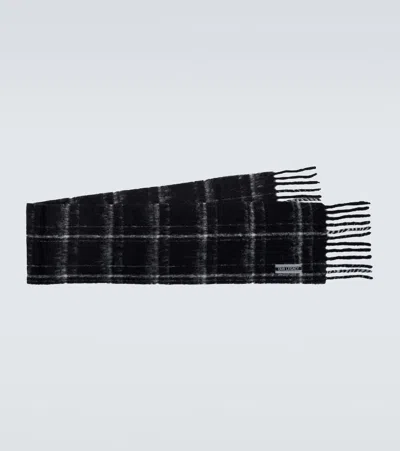 Our Legacy Estate Checked Alpaca And Wool-blend Scarf In Black
