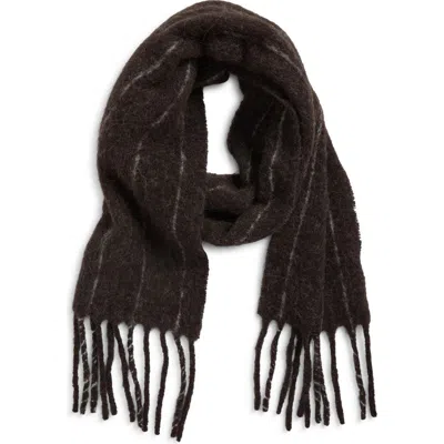 Our Legacy Estate Pinstripe Alpaca & Wool Blend Fringe Scarf In Brown