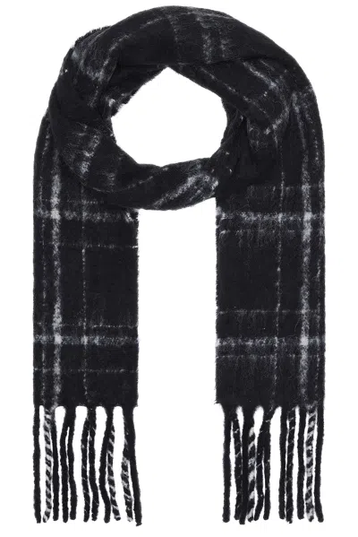 Our Legacy Estate Scarf In Black Fuzzy Alpaca Check