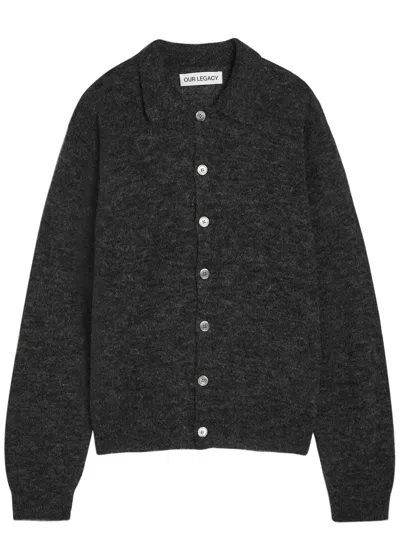 Our Legacy Evening Brushed Wool-blend Polo Shirt In Gray