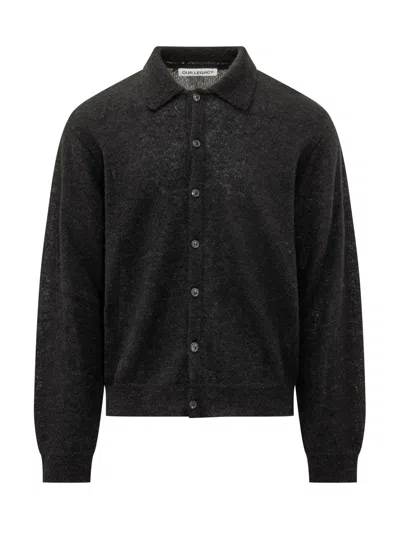 Our Legacy Evening Fuzzy Polo Shirt In Black Fuzzy