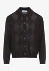 Our Legacy Mens Pub Argyle Evening Diamond-stitch Wool Polo Shirt In Black