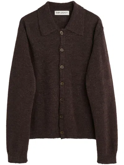 Our Legacy Evening Polo Cardigan In Brown