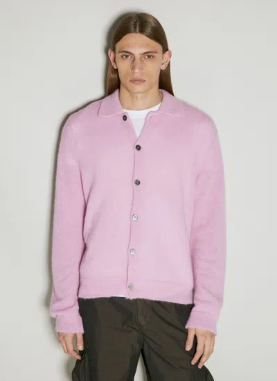 Our Legacy Evening Polo Knit Cardigan In Pink