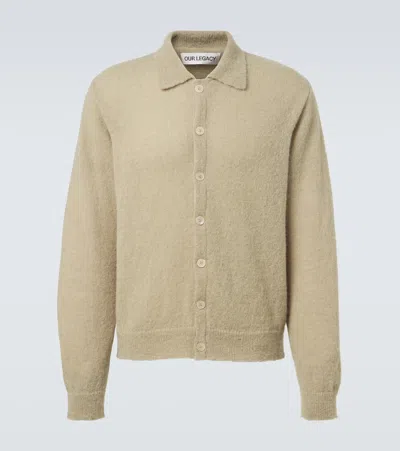 Our Legacy Evening Polo Alpaca And Wool-blend Cardigan In Brown
