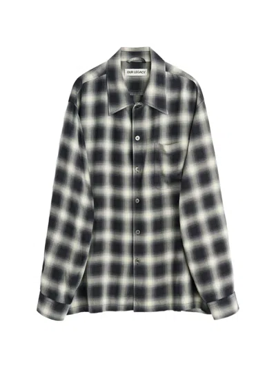 Our Legacy Every Shirt Reno Cowboy Relaxed-fit Checked Viscose Shirt In Black