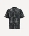 Our Legacy Mens Death Paisley Print Graphic-print Short-sleeve Cotton And Linen Shirt In Black