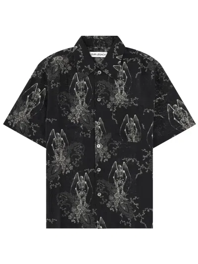 Our Legacy Mens Death Paisley Print Graphic-print Short-sleeve Cotton And Linen Shirt In Multi