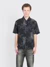 Our Legacy Mens Death Paisley Print Graphic-print Short-sleeve Cotton And Linen Shirt In Black