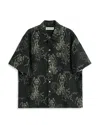 Our Legacy Mens Death Paisley Print Graphic-print Short-sleeve Cotton And Linen Shirt In Green