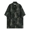 Our Legacy Mens Death Paisley Print Graphic-print Short-sleeve Cotton And Linen Shirt In Green