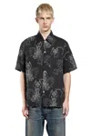 Our Legacy Mens Death Paisley Print Graphic-print Short-sleeve Cotton And Linen Shirt In Black