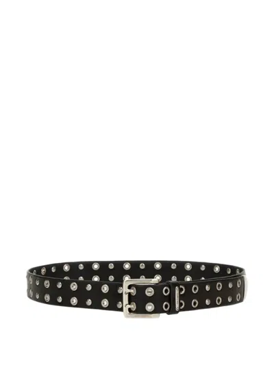 Our Legacy Eyelets Studded Leather Belt In Black