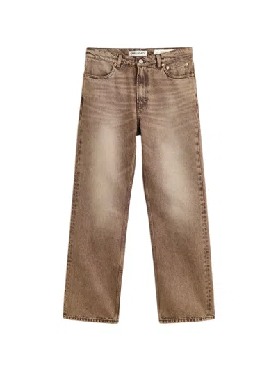 Our Legacy Denim Trousers Faded Effect Belt Loops Five Pockets In Brown