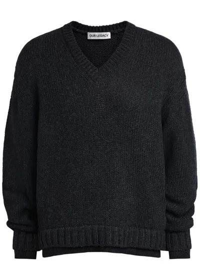 Our Legacy False Layered-effect Merino Wool Jumper In Blue