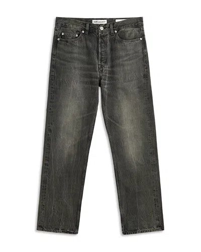 Our Legacy First Cut Regular Straight Fit Jeans In Graphite Wave Selvedge In Black