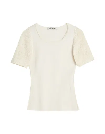 OUR LEGACY OUR LEGACY FITTED COTTON TOP WITH TEXTURED SLEEVES