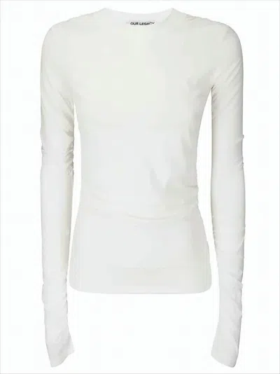 Our Legacy Fitted White Long-sleeve Top With Subtle Ruching